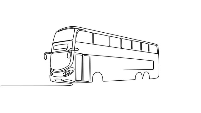 bus isolated on white background, Bus Icon Line Art Animation, Continuous Drawing Minimal Transportation Design, efficient intercity public transportations. Full length one line animation. urban pro.
