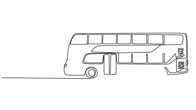 bus isolated on white background, Bus Icon Line Art Animation, Continuous Drawing Minimal Transportation Design, efficient intercity public transportations. Full length one line animation. urban pro.