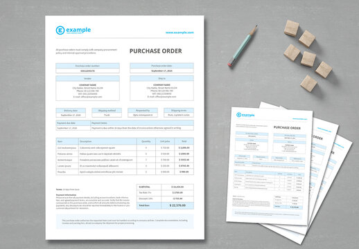 Clean Tabular Style Purchase Order Template A4 or US Letter