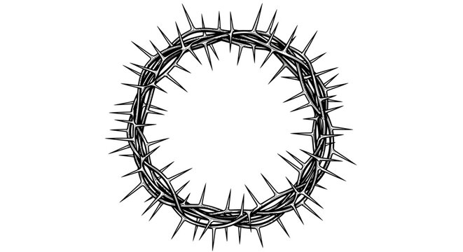 A circle of barbed wire with sharp spikes.