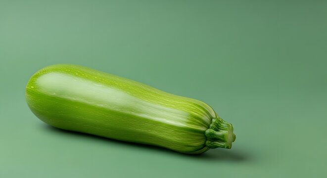 Vibrant green zucchini on a plain studio background