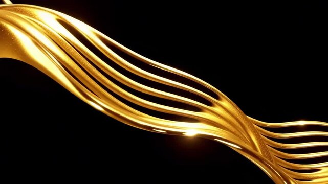 Abstract yellow wave background featuring futuristic orange light curves and flowing fractal lines in a motion-filled vector illustration design
