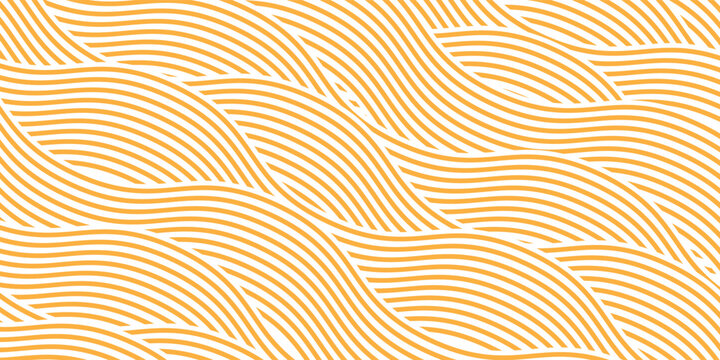 Yellow instant noodle, pasta and spaghetti texture with geometric wavy lines. Ramen, pasta vector pattern. Background abstract food illustration