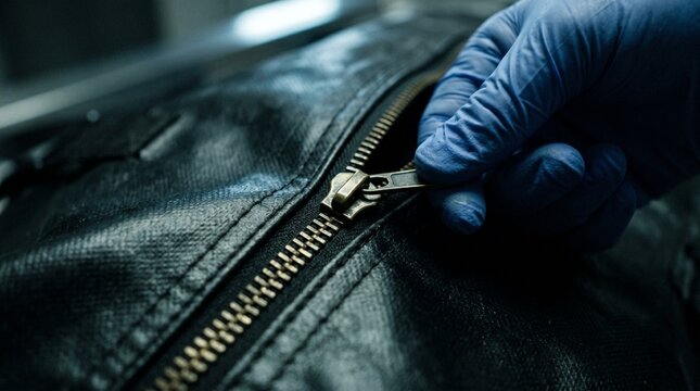 Macro Shot of Zipper Opening on Black Body Bag