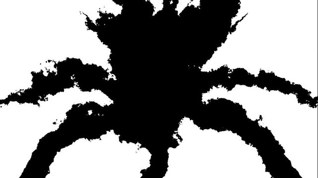Black paint transition, watercolor ink drops expanding and filling screen with flowing splatter leak effect on white background, 4k abstract animation