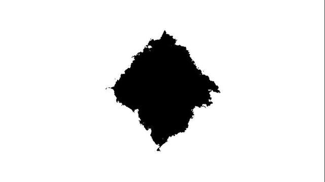 Ink drops transition, Black paint stain expanding across white backdrop, Watercolor ink leak splash flow stream animation, Abstract grunge matte effect in 4k video