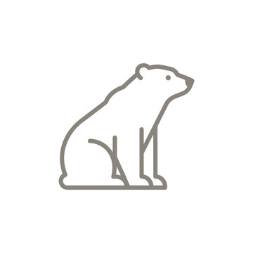 Polar Bear Icon: A minimalist icon of a polar bear in a sitting pose. 