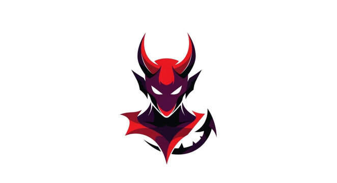 Illustration of a red devil character with horns and glowing eyes.