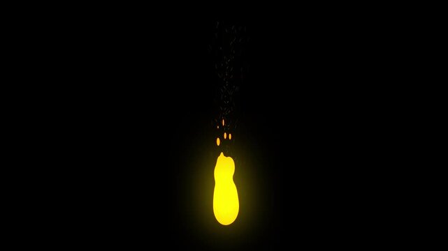 Animated Stylized Fire Flame Overlay, Cartoon Blaze Effect on Black Screen