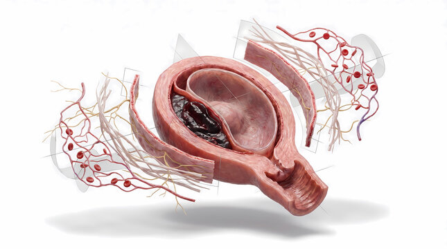 Cross-Section Of Human Embryo Development With Vascular Network