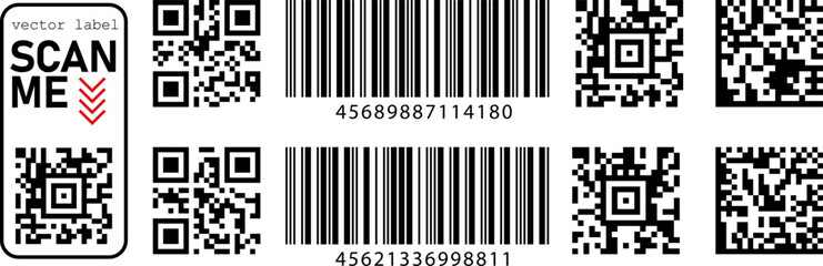 Naklejka premium Black and white vector illustration of vertical scanning strips with numerical labels. Modern design for product tracking, shop identification systems, and price tags.