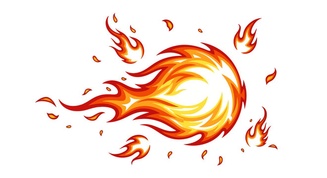 Vibrant flames swirl and dance in a dynamic, fiery motion on a white background.