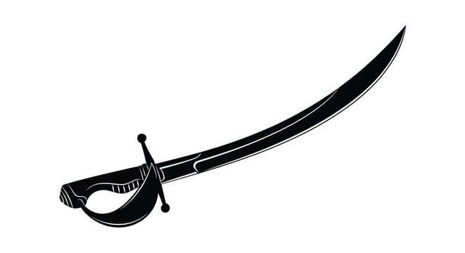 Elegant pirate cutlass silhouette historical weaponry illustration for design projects