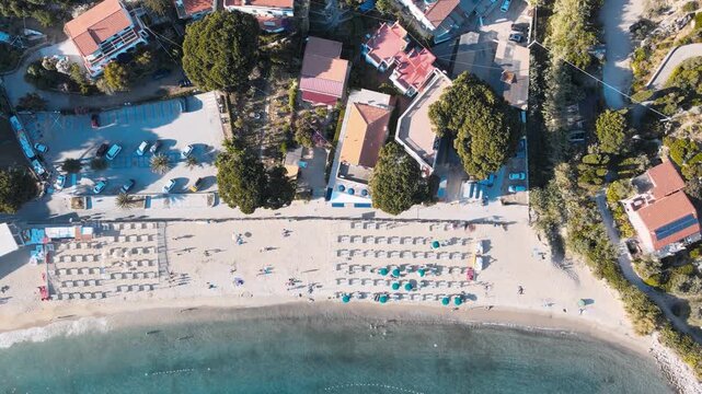 Aerial view of Elba Island. Cavoli Beach and Southern Coastline in summer season. Drone viewpoint