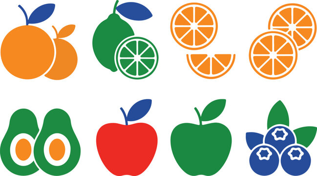 Fresh Fruit Collection Cartoon Berries and Healthy Food Elements Pack