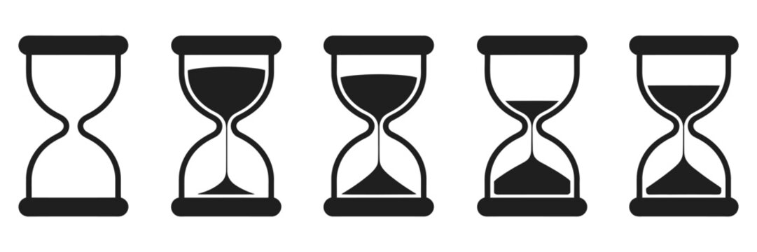 Sand watch icon hourglass timer symbol representing scheduling deadlines and time tracking for productivity management interface design