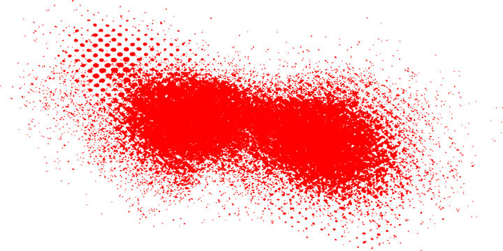 A grunge red lips print illustration features a blood red lip gloss splatter with a heart pattern and ink splash texture on a white winter christmas card design