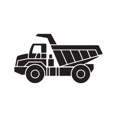 Heavy Duty Dump Truck Silhouette, Industrial Mining and Construction Tipper Truck Vector Isolated on White Background © lubed