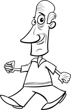 cartoon elderly man or senior comic character coloring page
