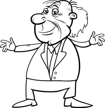 cartoon elderly man or senior comic character coloring page