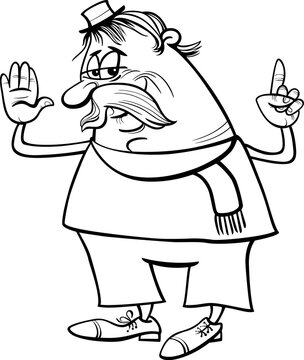 cartoon elderly man or senior comic character coloring page