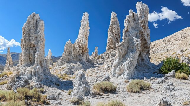 Tufa towers and desert landscape
