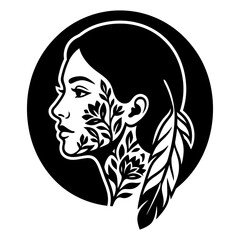 Woman Profile Portrait With Leaf Hair Accent © AnilChandra