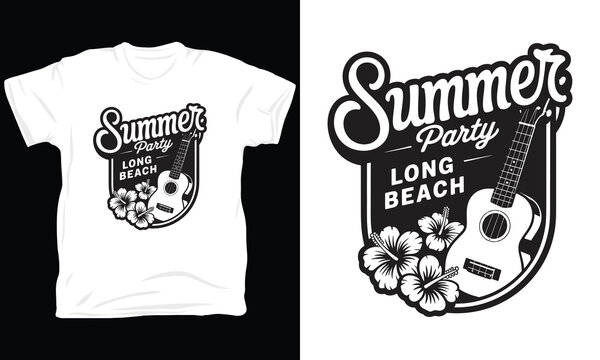 Summer Party Long Beach Acoustic Guitar T-Shirt
