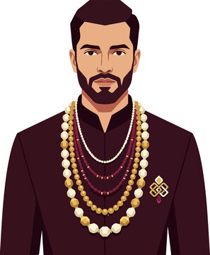 Man Wearing Traditional Indian Necklace