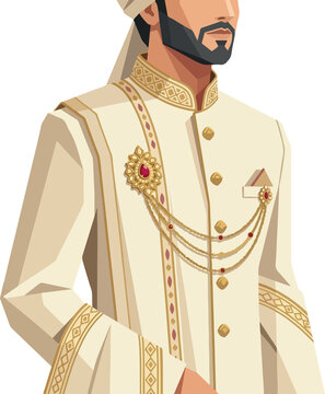 Groom in Traditional Indian Sherwani