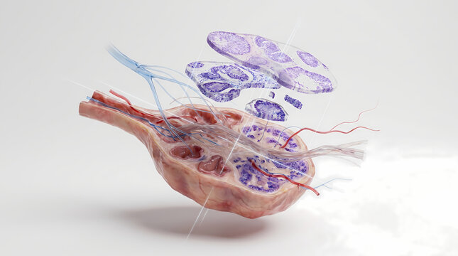 Detailed Cross-Section Of A Seminiferous Tubule With Blood Vessels