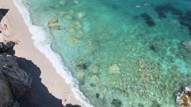Aerial view of Elba Island. Sansone Beach and Northern Coastline in summer season. Drone viewpoint