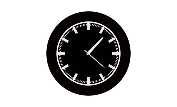 Modern Black Wall Clock Vector Illustration | Minimal Clock Icon Design