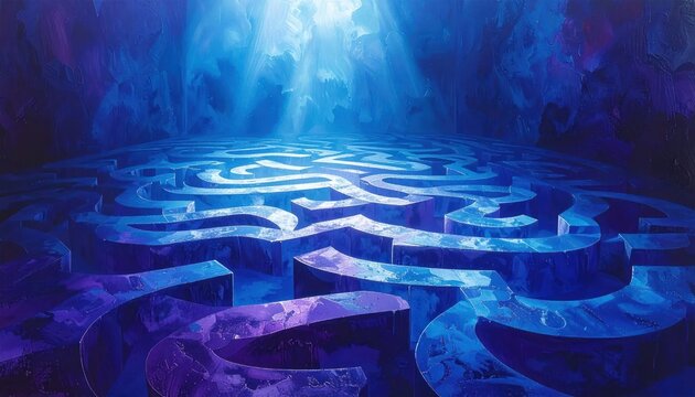 Mysterious Labyrinth with Light and Shadows.