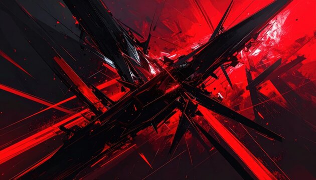 Dark Abstract Red Background with Sharp Objects.