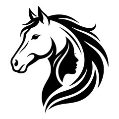 Horse woman profile flowing mane illustration © PureVectorArts