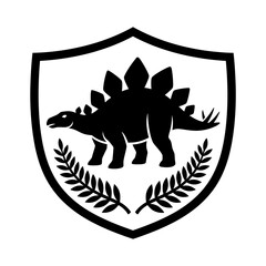 Stegosaurus dinosaur shield silhouette badge © PureVectorArts