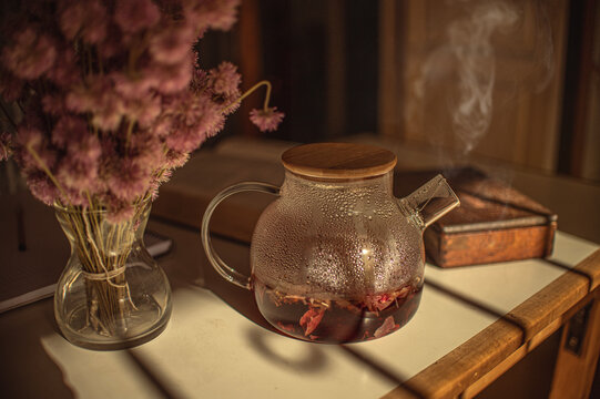 infusiones tetera colores flores 