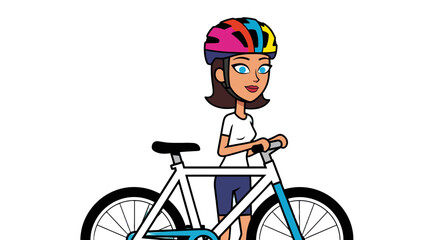 Fototapeta premium woman riding a bicycle colorful vector illustration on a white background high quality professional detailed modern elegant stylish clean crisp vibrant digital creative
