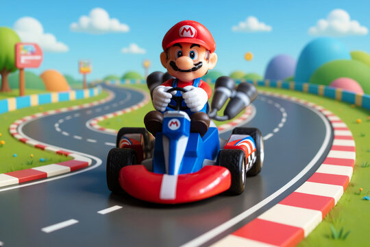 Super Mario in a kart - racing toy