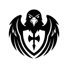 Fototapeta premium Winged knight shield helmet emblem