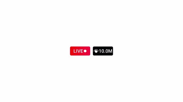 Live streaming views counter animation with transparent background