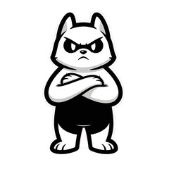 Cartoon husky dog silhouette with crossed arms on a white background high quality professional detailed modern elegant stylish clean crisp vibrant colorful digital © STOCK HUB