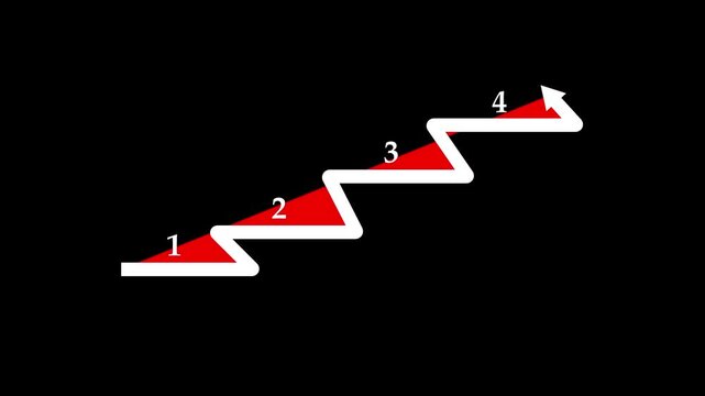 Business process infographic template with arrow flow diagram and four step options vector illustration.