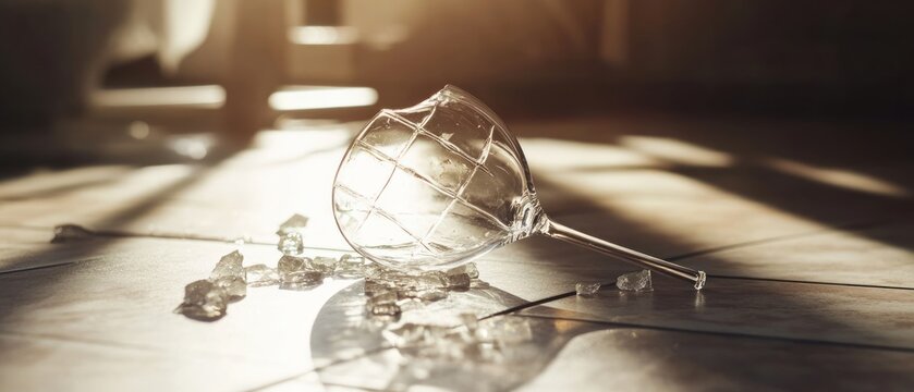 Broken glass on floor sunlight
