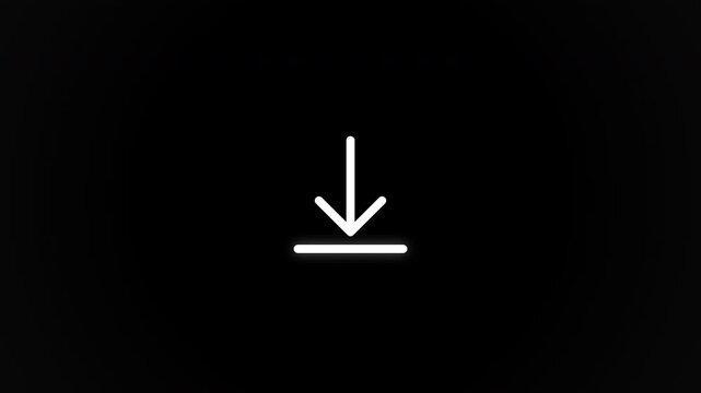 Simple Download Icon Animation with Arrow Pointing Down on Dark Background for User Interface Video