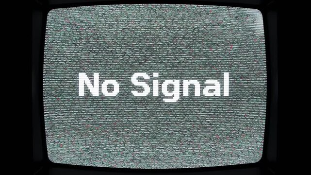 No Signal Static Screen On Vintage Television Display.
