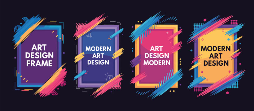 Vector frame for text with modern art graphics for hipster style designs, abstract decorative border layout for posters, branding, invitations, and creative projects