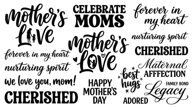 Mother's Love Cherished Forever in My Heart Adored Legacy Collection of Silhouettes and Quotes