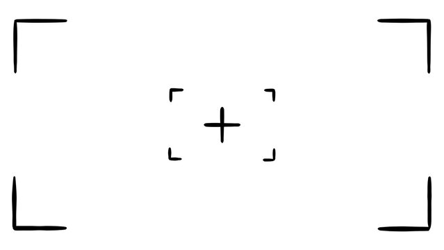 Transparent crosshair design element with target focus marks for photo and video camera viewfinder user interface and aiming concept overlay
